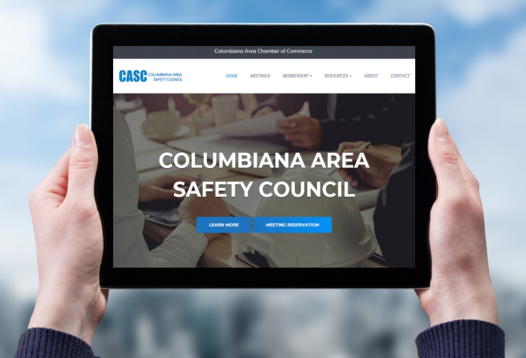 Columbiana Area Safety Council website on tablet